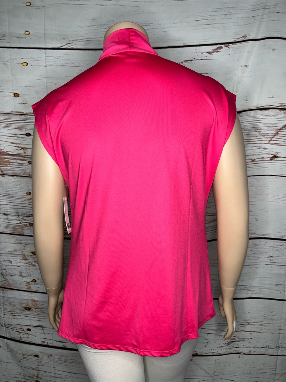Zac & Rachel Woman NWT Size 1X Hot Pink Drape Cowl Neckline Blouse Top - Picture 3 of 4